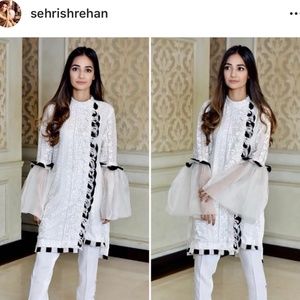 Indian/Pakistani Sehrish Rehan White Kurti/Top